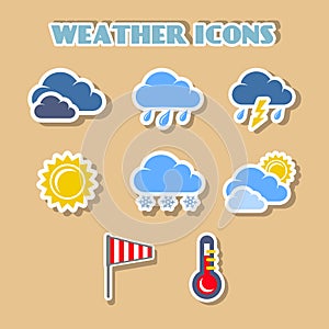 Weather icons set, color stickers