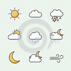 Icons set on a light background, representing various condition