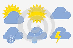 Weather Icons Set. Weather Forecast Icons Simple Vector Style