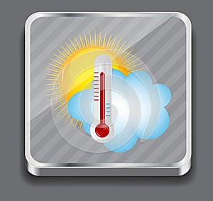 Weather Icons with sun, cloud and thermometer