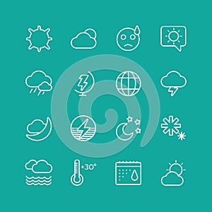 Weather Icons Vector Set. Clouds, Sky or Wind and