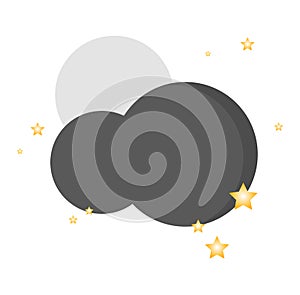 the weather logo is sunny at night, there is a moon and stars
