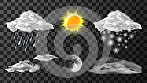 Weather meteo icons realistic set photo