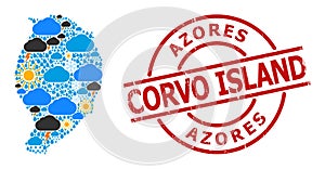 Weather Mosaic Map of Corvo Island and Rubber Stamp