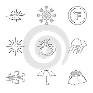 Weather observations icons set, outline style photo