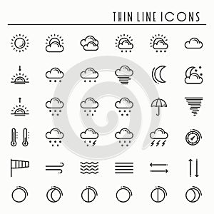 Weather pack line icons set. Meteorology. Weather forecast trendy design elements. Template for mobile app, web and