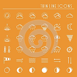 Weather pack line icons set. Meteorology. Weather forecast trendy design elements. Template for mobile app, web and