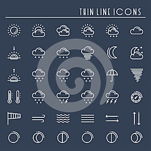 Weather pack line icons set. Meteorology. Weather forecast trendy design elements. Template for mobile app, web and