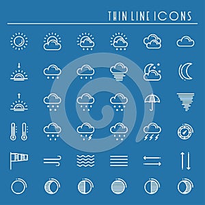 Weather pack line icons set. Meteorology. Weather forecast trendy design elements. Template for mobile app, web and