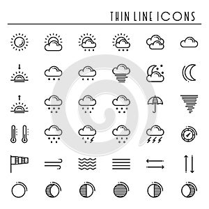 Weather pack line icons set. Meteorology. Weather forecast trendy design elements. Template for mobile app, web and