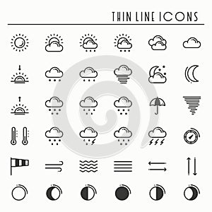 Weather pack line icons set. Meteorology. Weather forecast trendy design elements. Template for mobile app, web