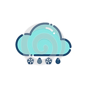 Weather rain wiht snow icon outline