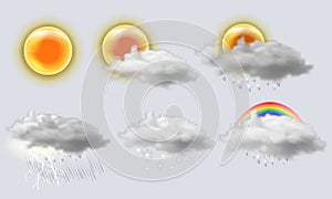 Weather realistic icons set