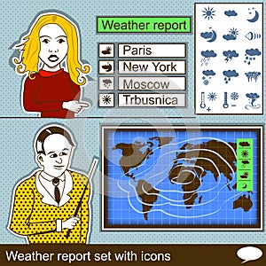 Weather report set with icons