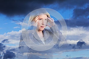 Weather sensitive woman headache clouds