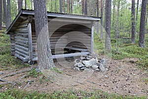 Weather shelter in a forest in Jaemtland, Sweden