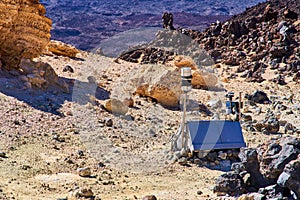 A weather station in the mountains. Seismograph. A device for monitoring the seismic activity of a volcano