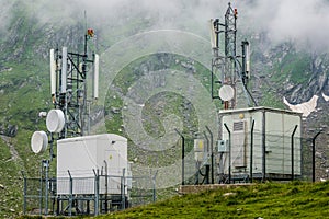 Weather station over Balea Lake next to Transfagarasan road, Romania