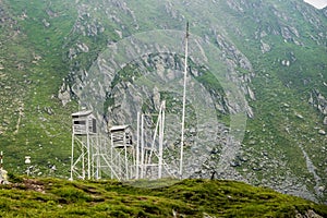 Weather station over Balea Lake next to Transfagarasan road, Romania