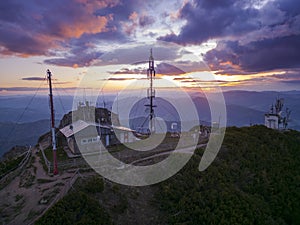 Weather station and sunset clouds. Ceahlau Toaca photo