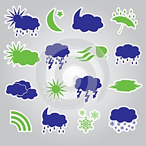 Weather stickers icons set eps10