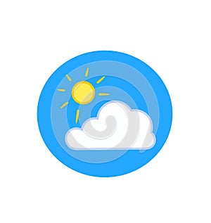 weather, sun and clouds logo icon on white background