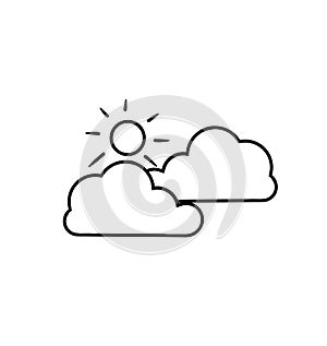 weather, sun and clouds logo icon on white background