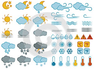 Weather symbols and icons set