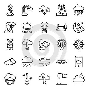 Weather Temperature line Icons Pack