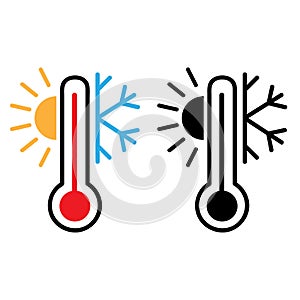 Weather temperature vector icon set. thermometer illustration sign collection. climate symbol. meteorology logo.
