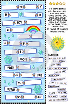 Weather themed word puzzle