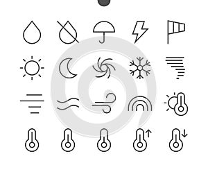 Weather UI Pixel Perfect Well-crafted Vector Thin Line Icons 48x48 Ready for 24x24 Grid for Web Graphics and Apps with