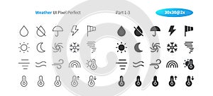 Weather UI Pixel Perfect Well-crafted Vector Thin Line And Solid Icons 30 2x Grid for Web Graphics and Apps. Simple