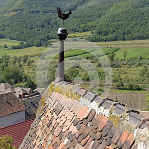 Weather vane on roof in Frauendorf, Romania