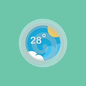 Weather widget icon symbol on green background vector illustration