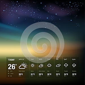 Weather widget template and sky background