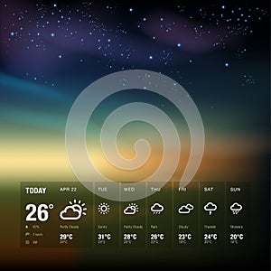 Weather widget template and sky background photo