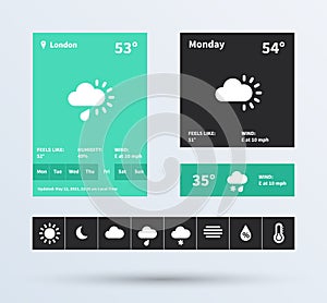 Weather Widget UI set of the flat design trend.