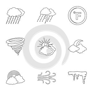 Weatherboard icons set, outline style