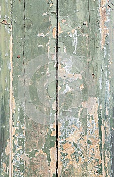 Weathered and aged green wood panelling background