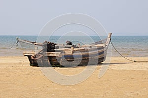 Weathered boat on a beach