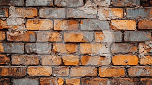 Weathered Brick Wall Texture Showing Age and Decay
