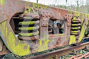 Weathered chassis of an old freight wagon