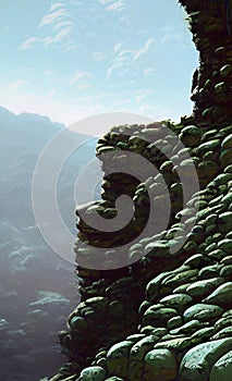 Weathered cliff details - digital art