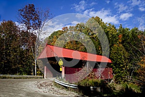 Weathered Covered Bridge on Country Road, Vermont, USA