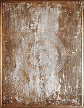 Weathered cracked white painted wood background