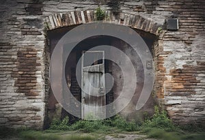 Weathered Doorway in an Abandoned Brick Building To further creative work