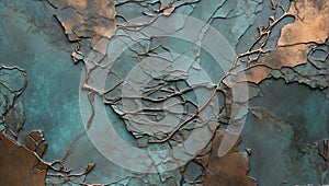 Weathered Elegance: Bronze Verdigris Slate Canvas. AI generate