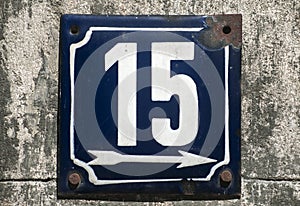 Weathered enameled plate number 15