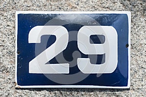 Weathered enameled plate number 29